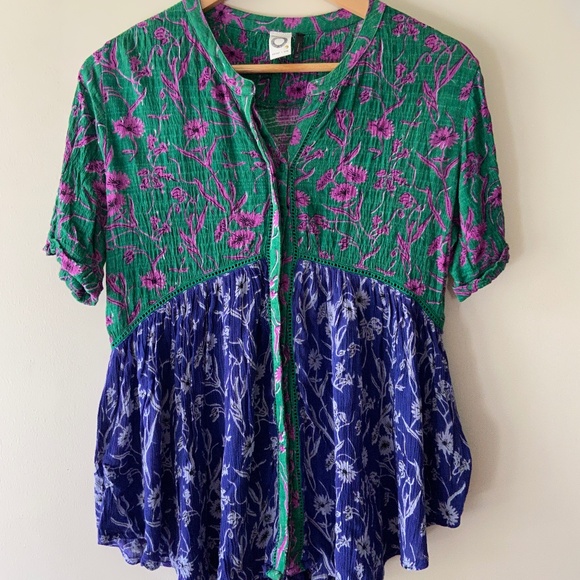 Anthropologie Akemi + Kim Veria Floral Peplum Tunic Top XSP - Picture 1 of 6